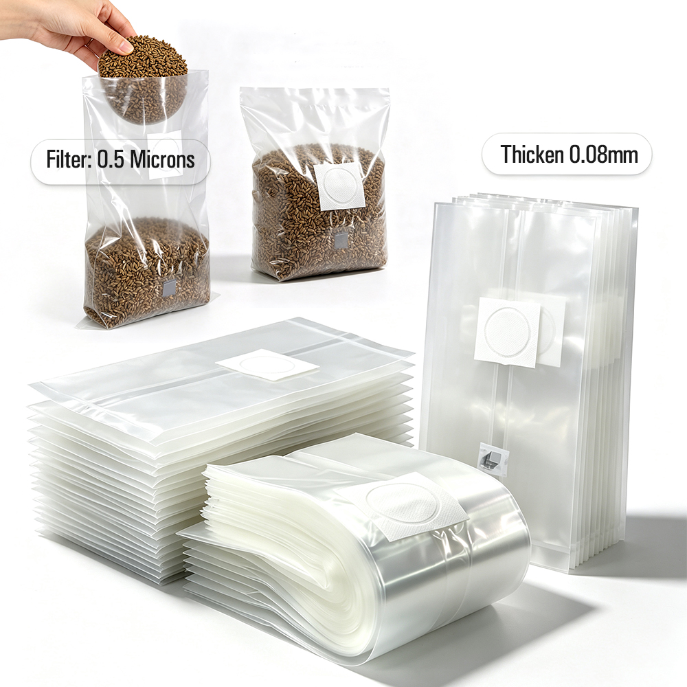 Mushroom Spawn Bag - 10개입 0.5μm 필터 패치 버섯 재배