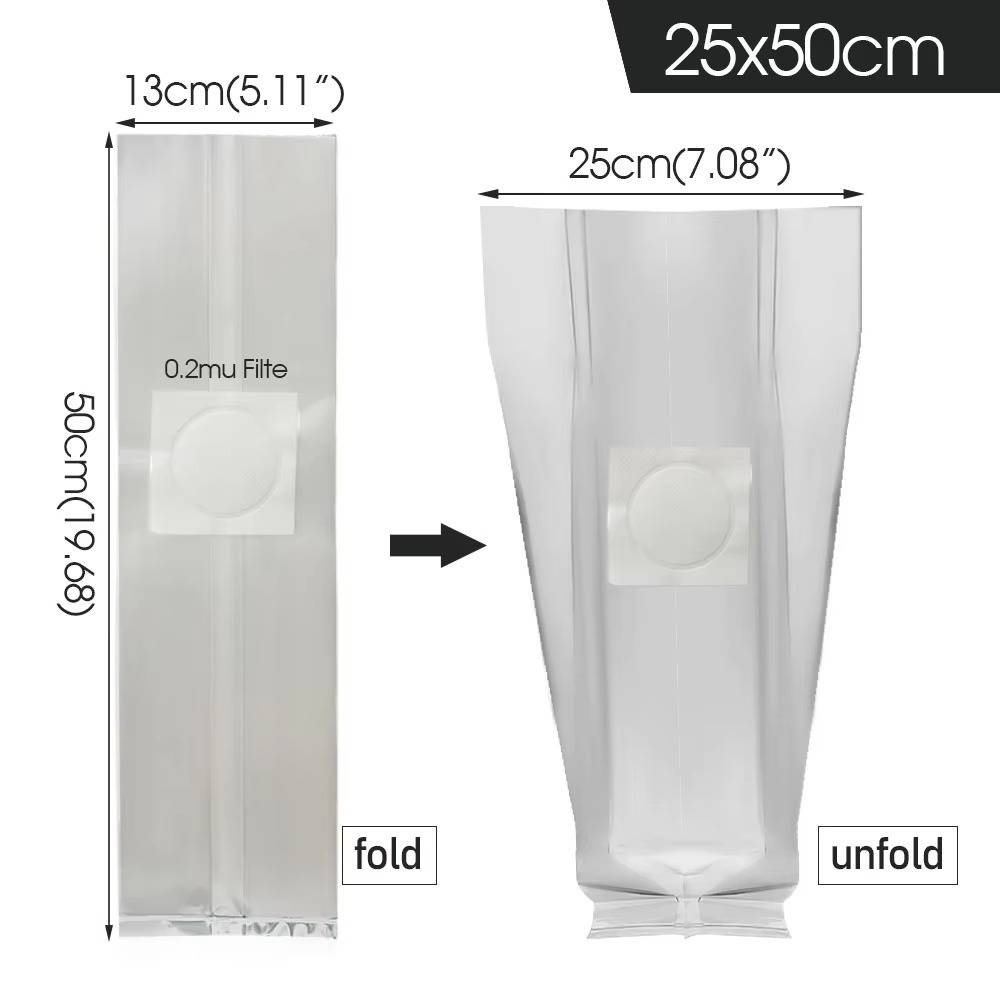 Mushroom Spawn Bag - 50개입 PP 버섯 재배용 가방 0.2um